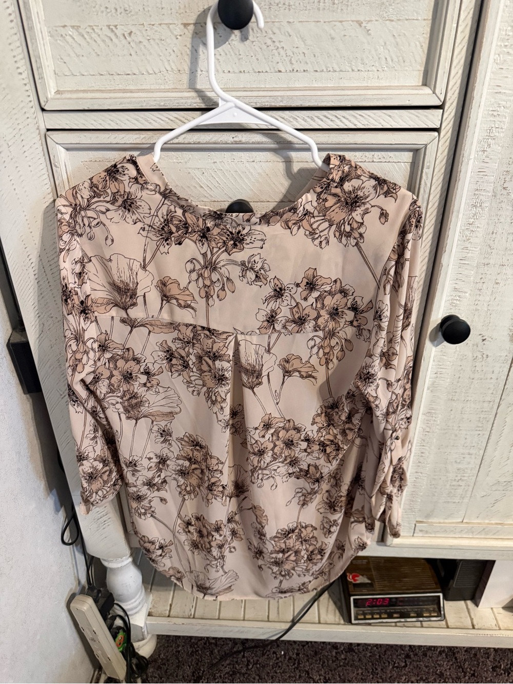 DR2 Floral Sketch Print Blouse in Blush